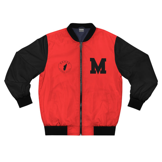 Veste Bomber pour hommes - Rouge avec Manches Noires - Madagascar Creations