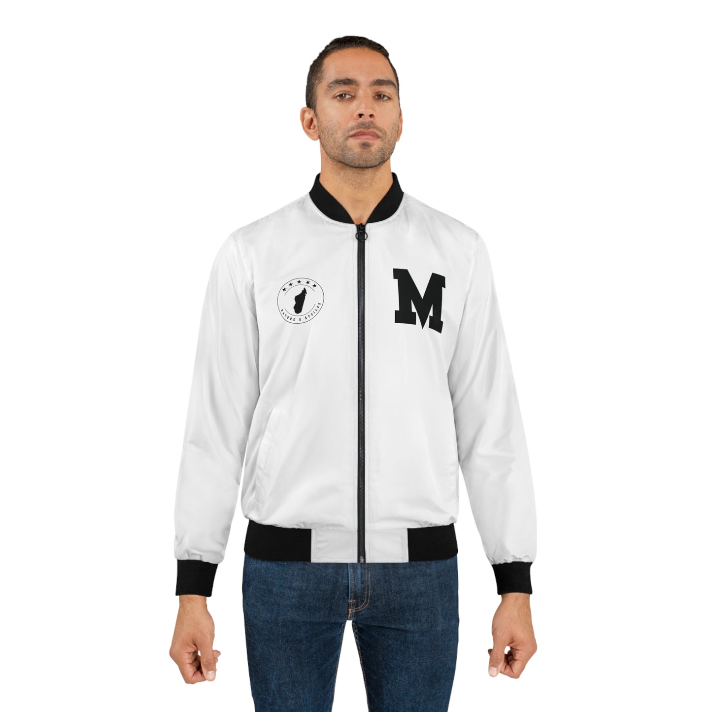 Veste Bomber pour hommes - Blanches - Madagascar Creations