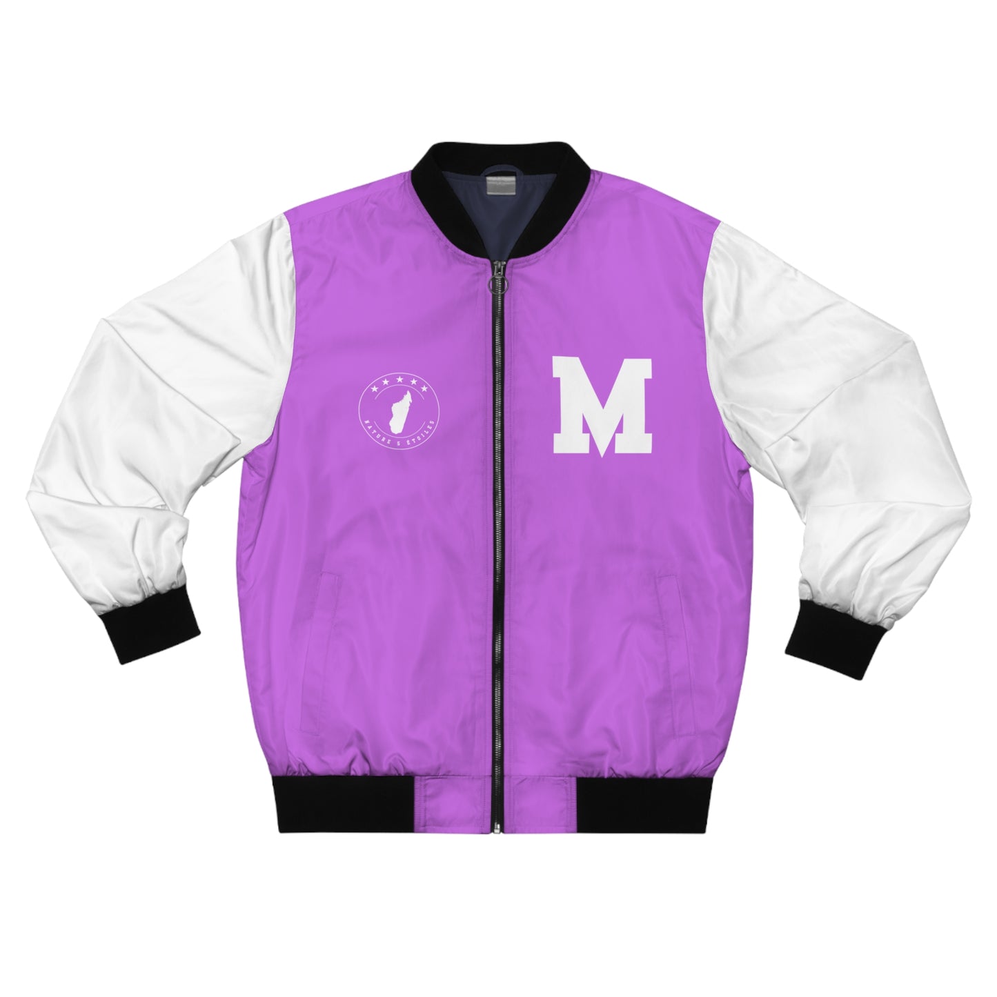 Veste Bomber pour hommes - Violette avec Manches Blanches - Madagascar Creations